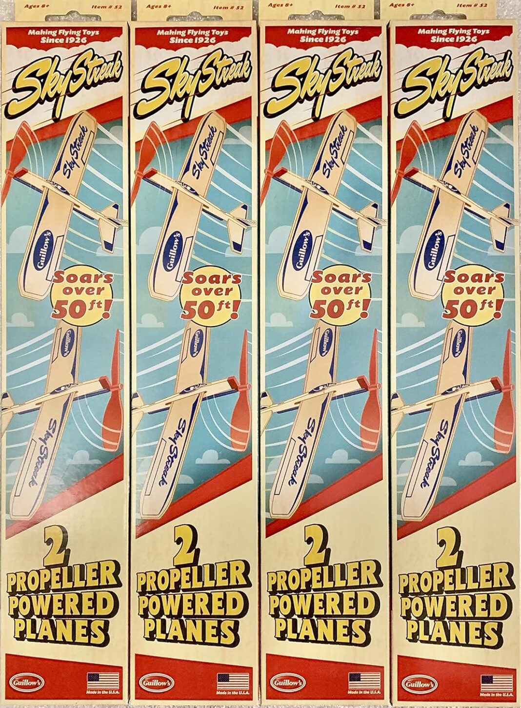 4 Guillow's #52 Sky Streak Balsa Wood Model Airplane Twin
