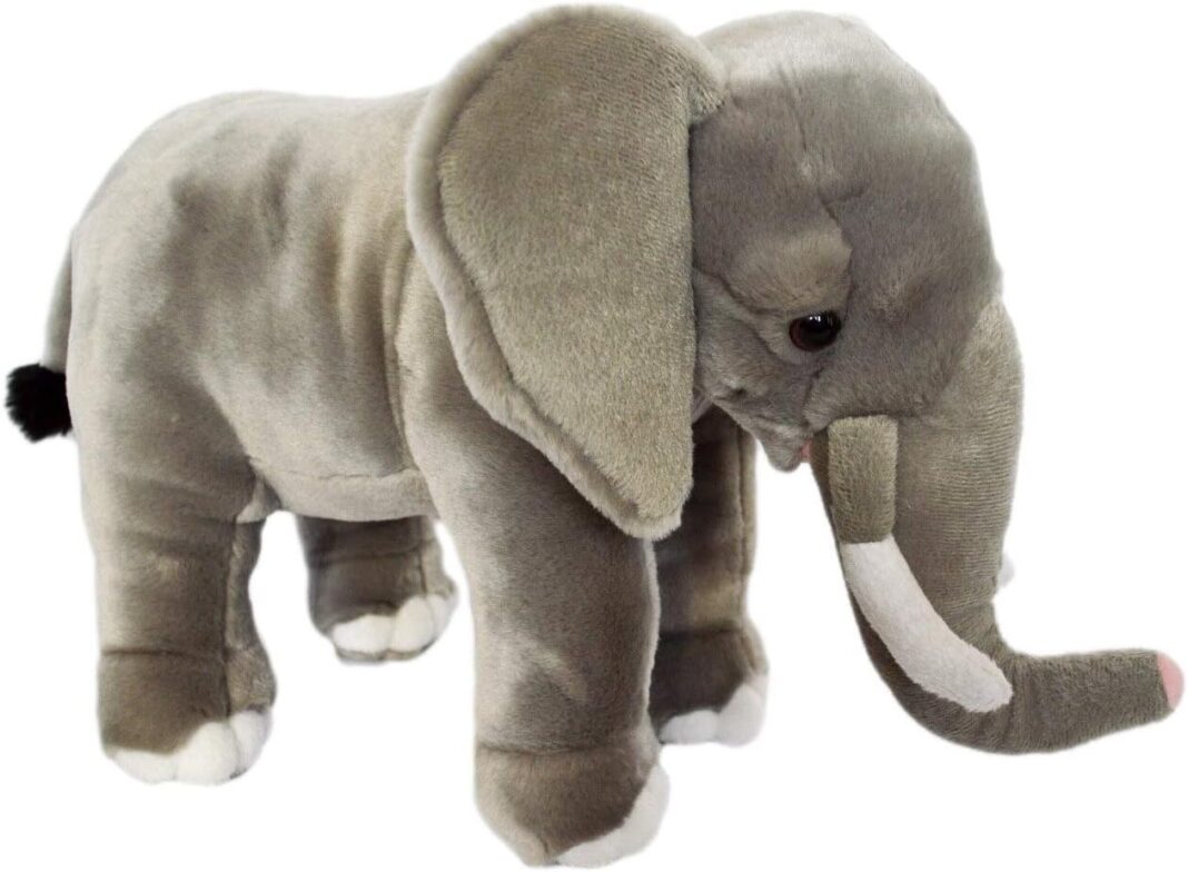Auswella Plush 20 Inch Grey Jungle Elephant- Stuffed Animals