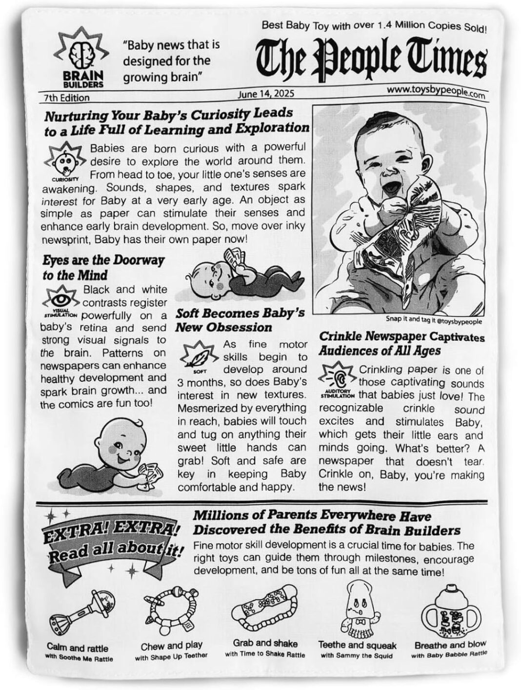 Brain Builders: Baby Newspaper - Crinkly Baby Toy