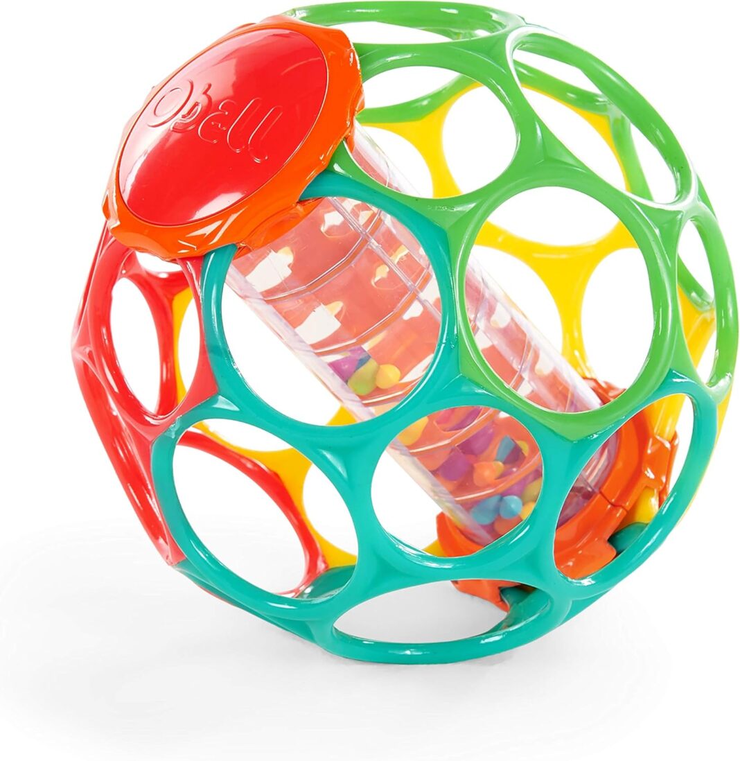 Bright Starts Oball Rollin' Rainstick Rattle Easy-Grasp Toy, Ages 3