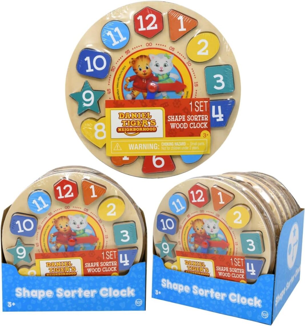 Daniel Tiger Neighborhood Shape Sorter Wood Clock - Wooden Shape