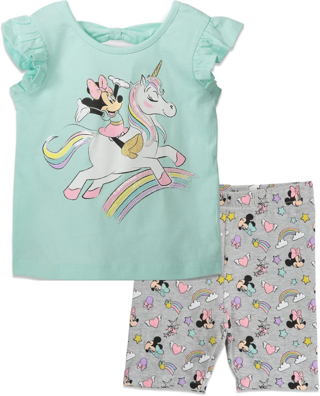 Disney Mickey Mouse Minnie Mouse T-Shirt and Shorts Outfit Set