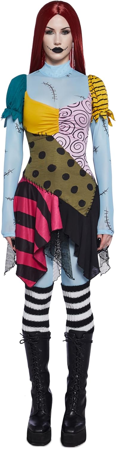 Dolls Kill Nightmare Sally Rag Doll Costume - Halloween Colorblock