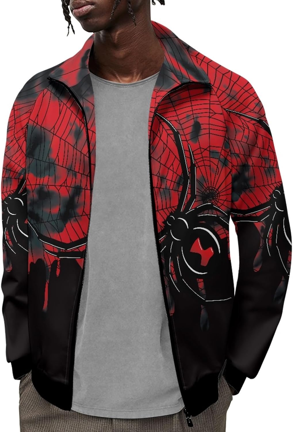 Forchrinse Mens Full Zip Galaxy Fleece Jacket Long Sleeve Light