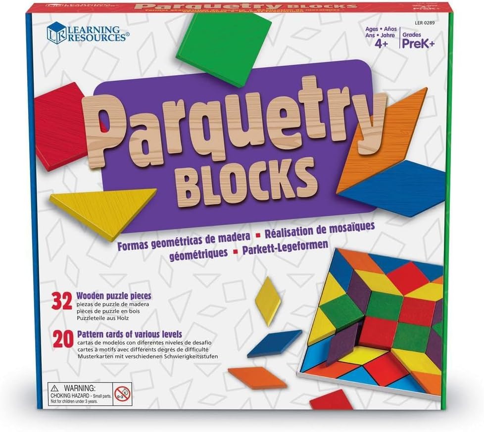 Learning Resources Parquetry Blocks Activity Set, 53 Pieces, Multicolor, 10