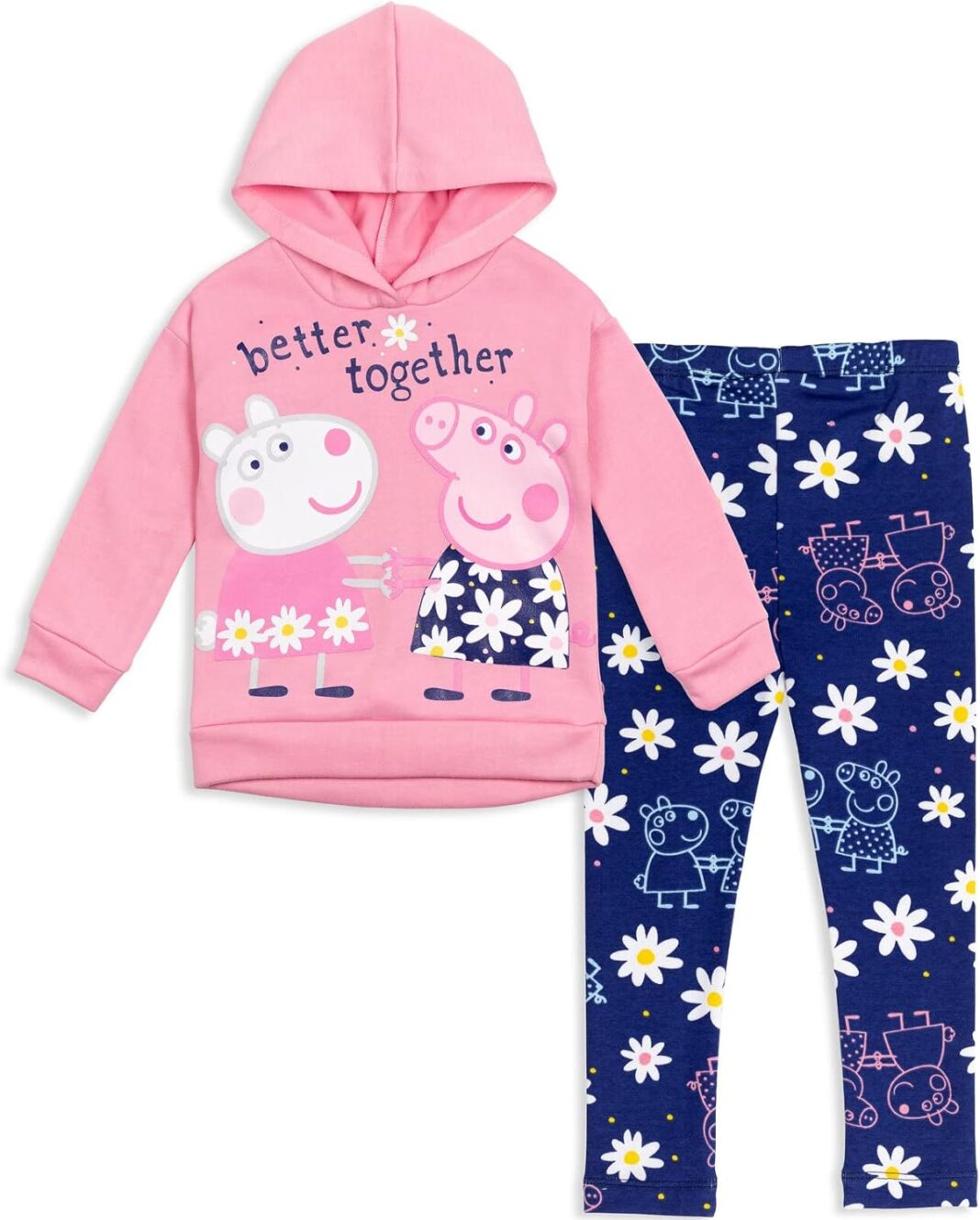Peppa Pig Girls Pullover Fleece Hoodie and Leggings Outfit Set