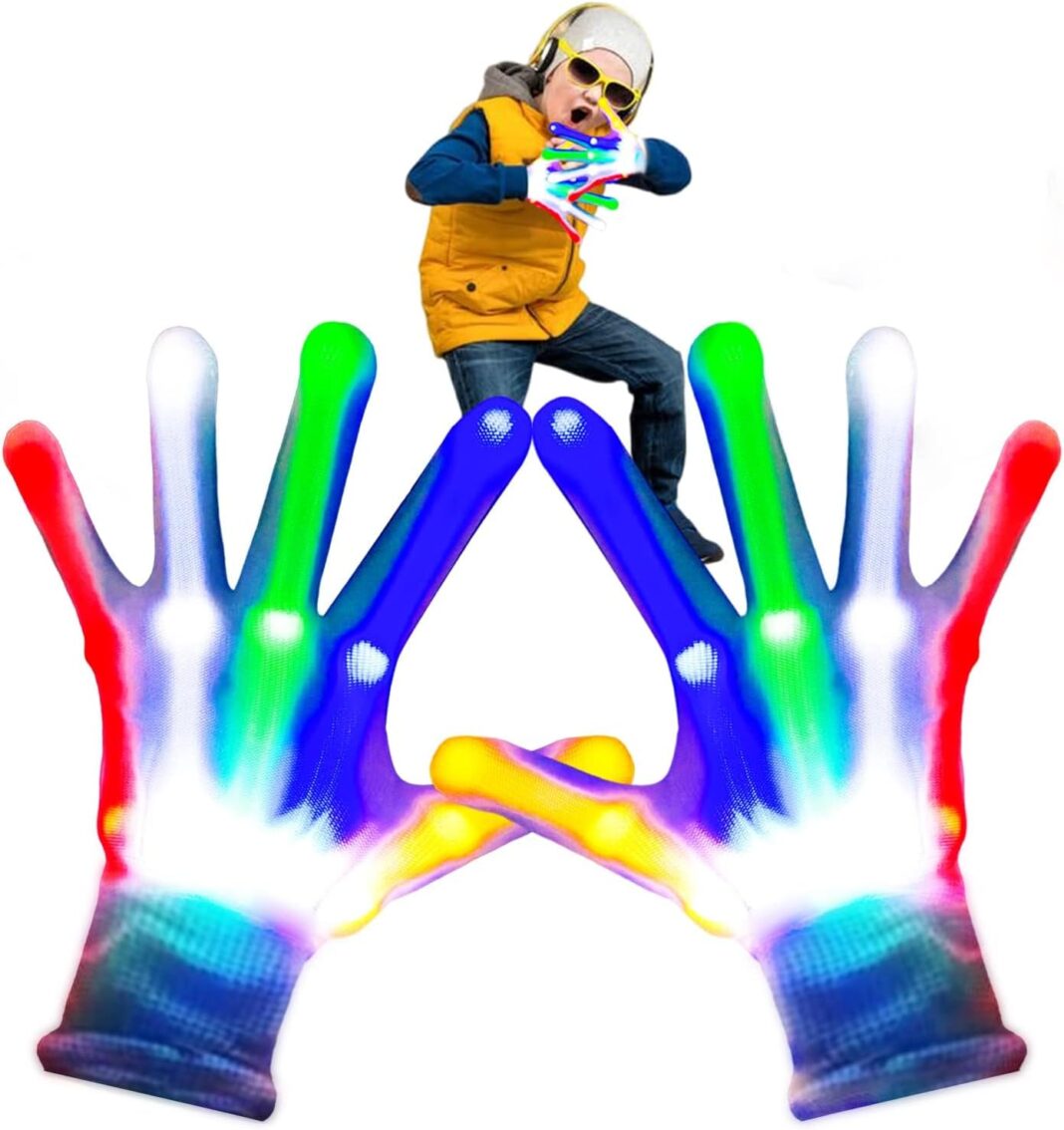Toys for Kids Rainbow LED Gloves Cool Toy for Birthday